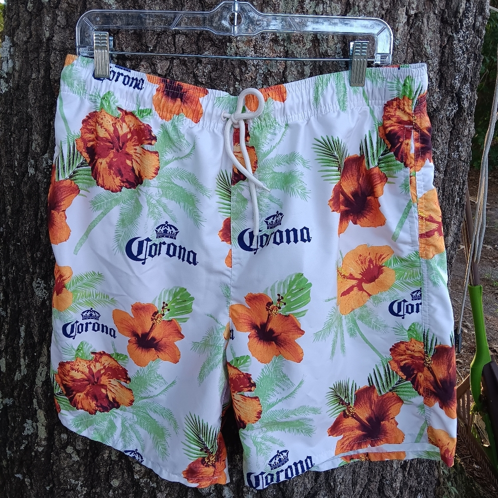 Corona Men's Tropical Floral Hibiscus Swim Board Shorts  XL